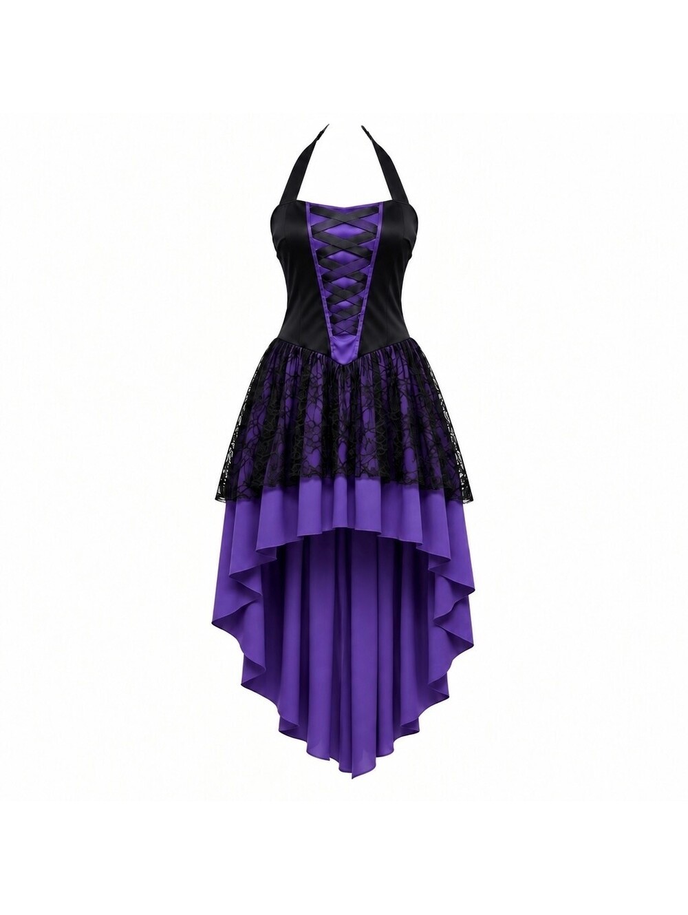Spirit Halloween Adult Medium/Large Purple and Black Gothic High-Low Dress